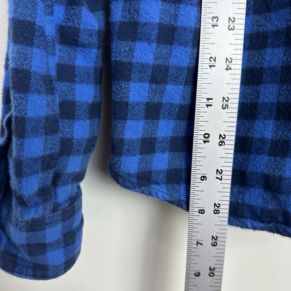 Abercrombie & Fitch Flannel Shirt Mens Medium Muscle Fit Blue Navy Buffalo Plaid - Picture 8 of 8